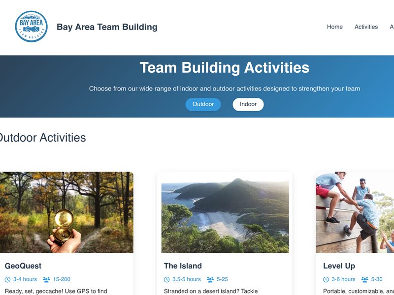 Bay Area Team Building website